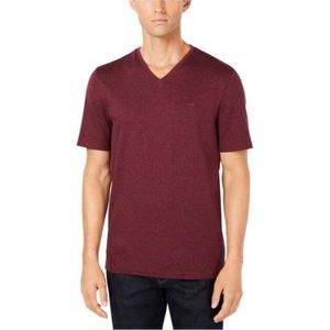 MICHAEL KORS Liquid Cotton V-Neck Maroon T-Shirt